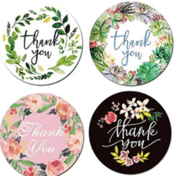 500 Roll Thank You Floral Flower Stickers 1 inch - Picture 3 of 3